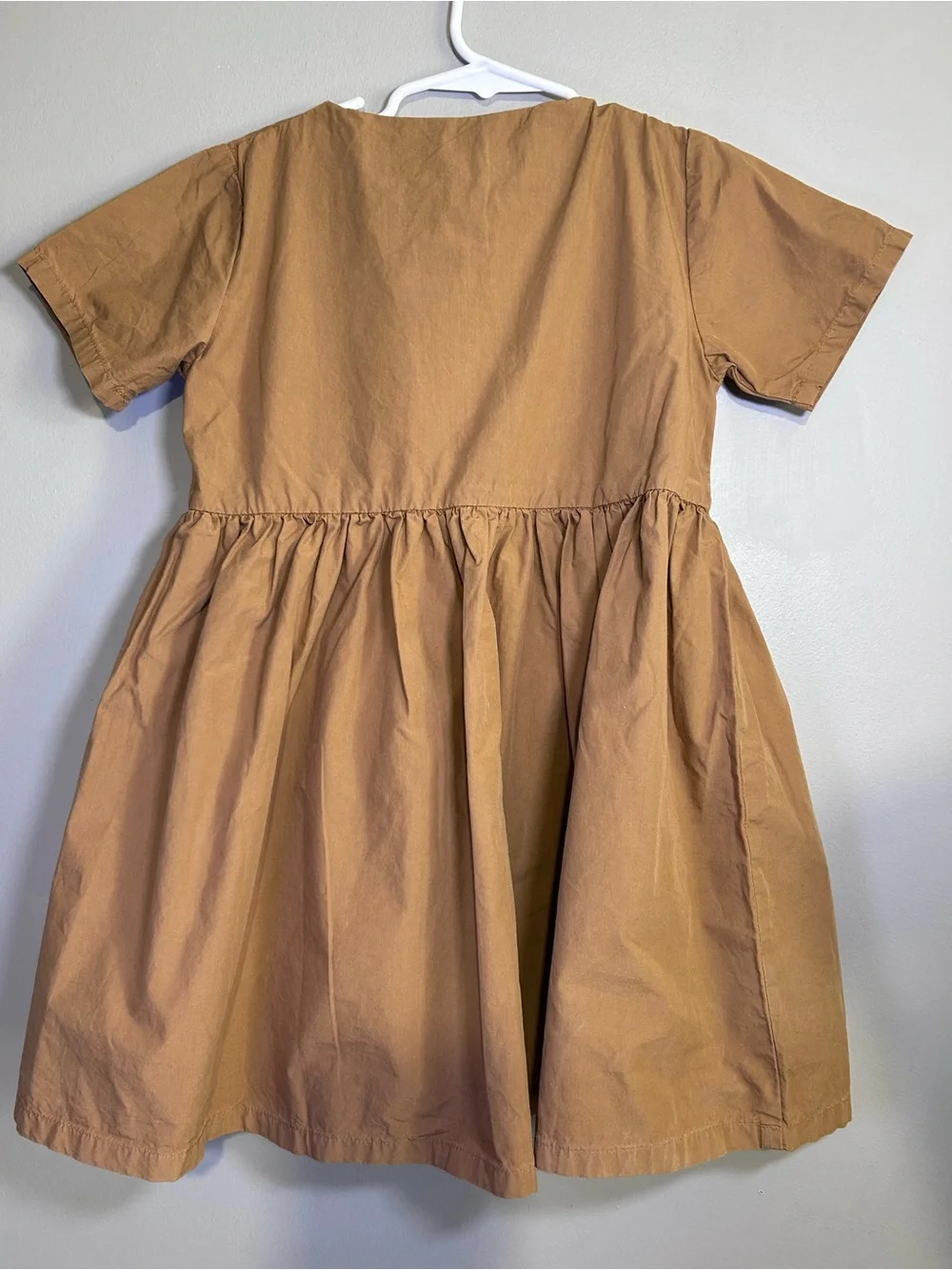 The Simple Folk Girls 5-6 Camel Brown Cotton Button Prairie Dress NWOT